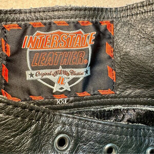 Interstate Leather men’s black leather motorcycle riding chaps size XXL